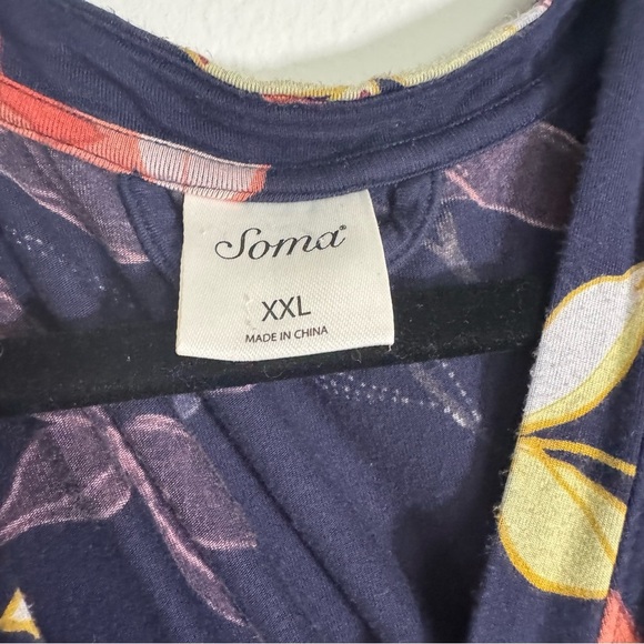 Soma Navy Floral Jersey Kimono Robe with Tie - Picture 6 of 13